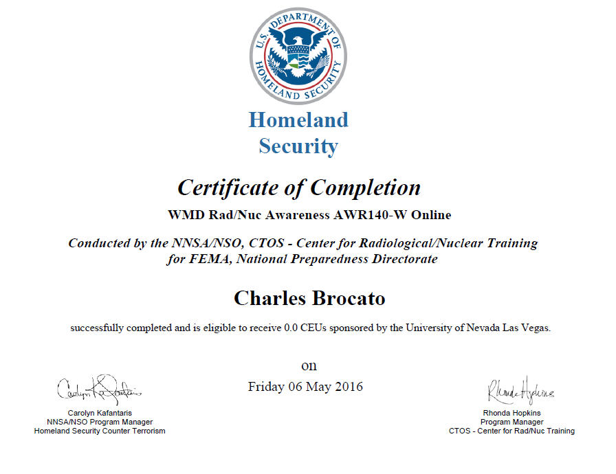 Homeland Security WMD Radiation & Nuclear Awareness!